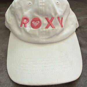 Roxy White Cap with Pink Embroidered Logo